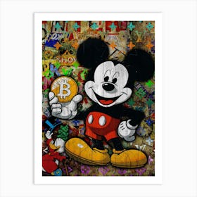 Pop Art Mickey Mouse Bitcoin Art Print