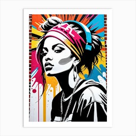 Graffiti Mural Of Beautiful Hip Hop Girl 52 Art Print