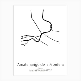 Amatenango De La Frontera,Mexico Minimalist Map Art Print