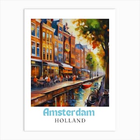 Netherlands Amsterdam, travel poster, wall art print, Amsterdam painting,18 Art Print