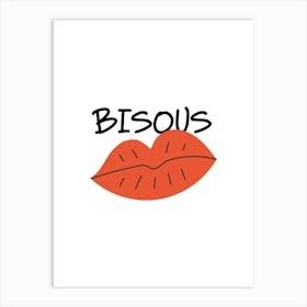 Bisous Mouth French Style Printable Poster, Paris Kisses Gift for Her, Emily in Paris Wall Art, Love Decor Art Print