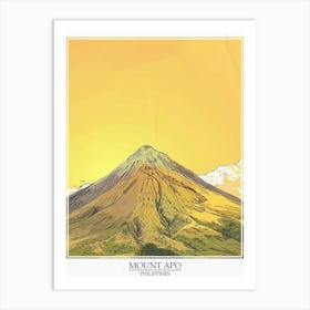 Mount Apo Philippines Color Line Drawing 1 Poster Art Print