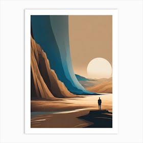 BLUE MOUNTAIN boho art, minimalistic Man art Art Print