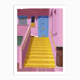 Pink House With Stairs Art Print