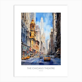 The Chicago Theatre 2 Chicago Watercolour Travel Poster Art Print