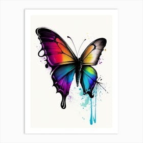 Butterfly On Rainbow Graffiti Illustration 2 Art Print