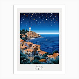 Poster Of Cefalu, Italy, Illustration In The Style Of Pop Art 1 Art Print