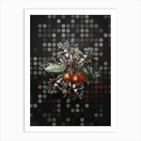 Vintage Shipova Botanical Wreath on Dot Bokeh Pattern n.0476 Art Print