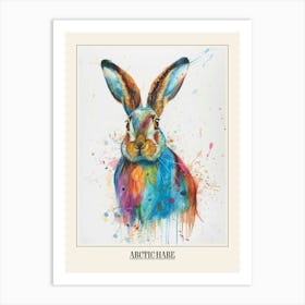 Arctic Hare Colourful Watercolour 3 Poster Art Print