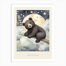 Sleeping Baby Black Bear 1 Nursery Poster Art Print