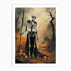 Vintage Halloween Gothic Skeleton Painting (34) Art Print