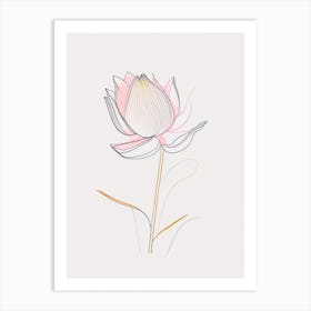 Lotus Floral Minimal Line Drawing 2 Flower Art Print