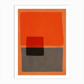 Color Block Orange Brown Gray Art Print