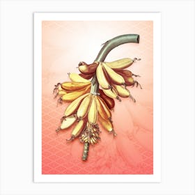 Banana Vintage Botanical in Peach Fuzz Hishi Diamond Pattern n.0207 Art Print