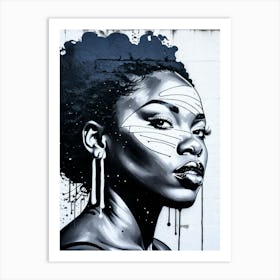 Graffiti Mural Of Beautiful Black Woman 245 Art Print