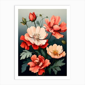 Poppies In A Vase Art Print