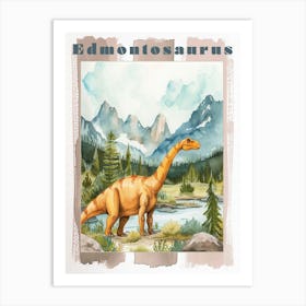 Watercolour Of A Edmontosaurus Dinosaur 3 Poster Art Print
