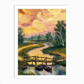 Sunset By Van Gogh Art Print