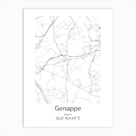 Genappe,Belgium Minimalist Map Art Print