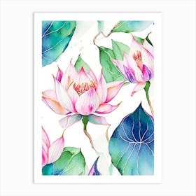 Lotus Flower Pattern Watercolour 5 Art Print