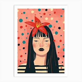 Girl With Flower Art Print