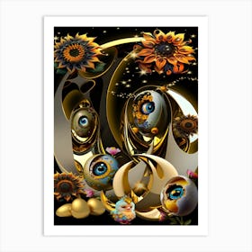 Golden Sunflowers Art Print