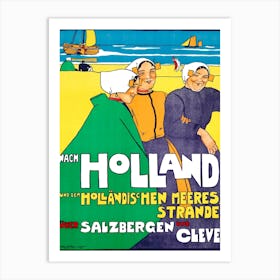 Holland, Women In Traditional Costumes On The Coast Art Print