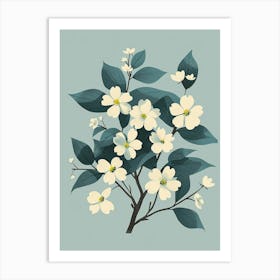 Dogwood Tree Flat Illustration 1 Art Print