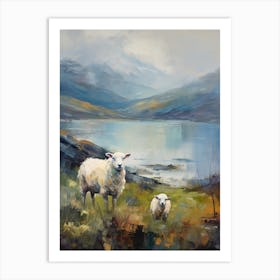 Sheep & Lamb By The Loch Linnhe 1 Art Print