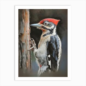 Woodpecker Pastel Watercolour 1 Art Print