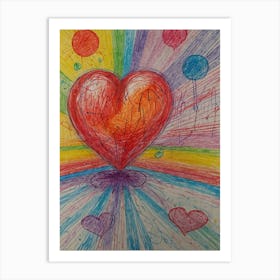 Heart With Balloons Art Print