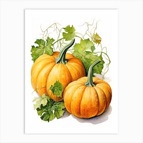 Pie Pumpkin Watercolour Illustration 4 Art Print