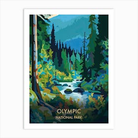 Olympic National Park Travel Poster Matisse Style 8 Art Print