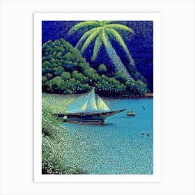 Maluku Islands Indonesia Pointillism Style Tropical Destination Art Print