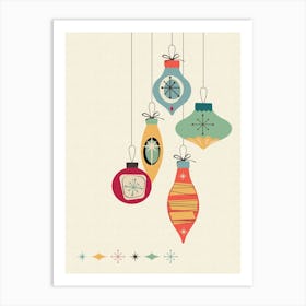 Mid Century Modern Christmas Print Baubles Art Print