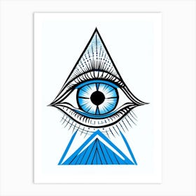 Third Eye Symbolism, Symbol, Third Eye Blue & White 3 Art Print