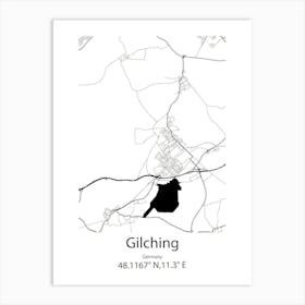 Gilching,Germany Minimalist Map Art Print