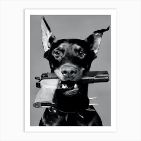 Doberman Gun Y2k Hypebeast Art Print