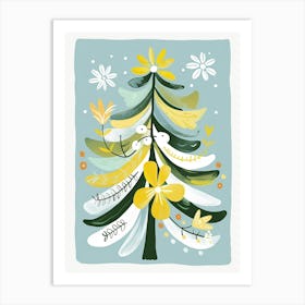 Douglas Fir Tree Illustration Flat 6 Art Print