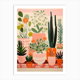 Green And Pink Cactus Still Life 4 Art Print