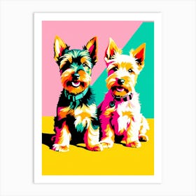 Scottish Terrier Pups, This Contemporary art brings POP Art and Flat Vector Art Together, Colorful Art, Animal Art, Home Decor, Kids Room Decor, Puppy Bank - 98th Art Print