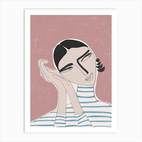 Girl with Striped Shirt Poster