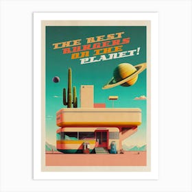 The Best Burgers on the Planet! — Vintage retro space poster, retrofuturism poster, retro space, propaganda poster Affiche