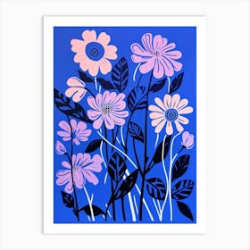 Blue Flower Illustration Asters 7 Art Print