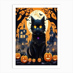 Halloween Black Cat 1 Art Print