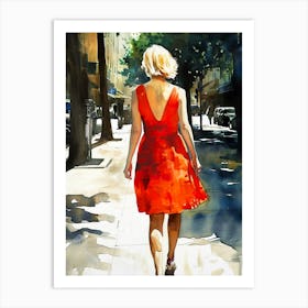 Red Dress woman Art Print