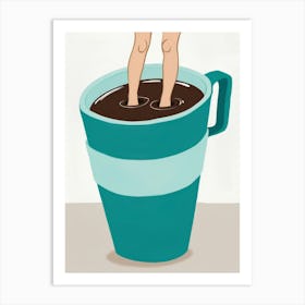 Feet In Coffee Cup Art Print