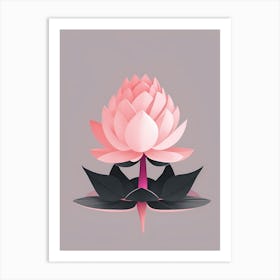 A Pink Lotus In Minimalist Style Vertical Composition 68 Art Print