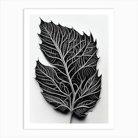 Hickory Leaf Linocut 2 Art Print