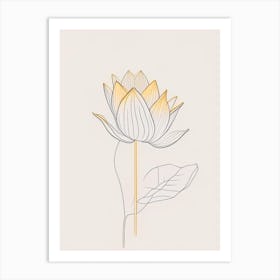 Early Lotus Minimal Line Drawing 4 Art Print